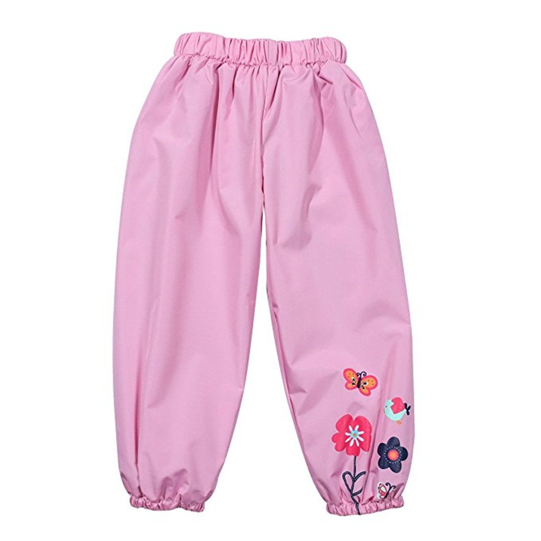 Fairyrain Girls Pink Little Kids Waterproof Lightweight Floral Windbreaker Outwear Raincoat Hoodies 6T