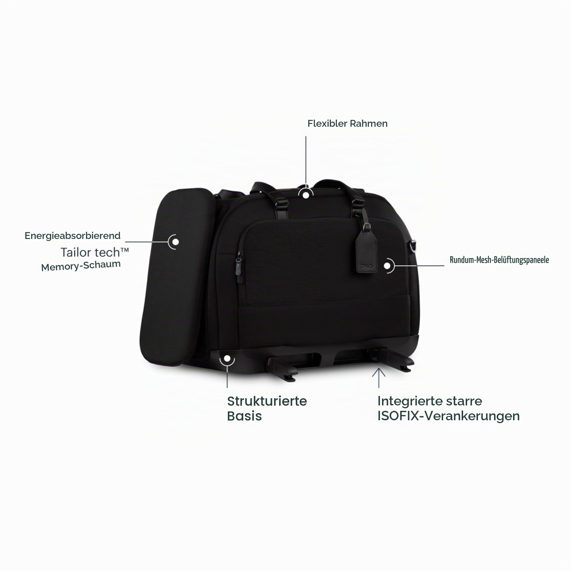 Tavo Hendrick Tragetasche Hund, ISOFIX, Für Hunde & Katzen bis 20,4 kg