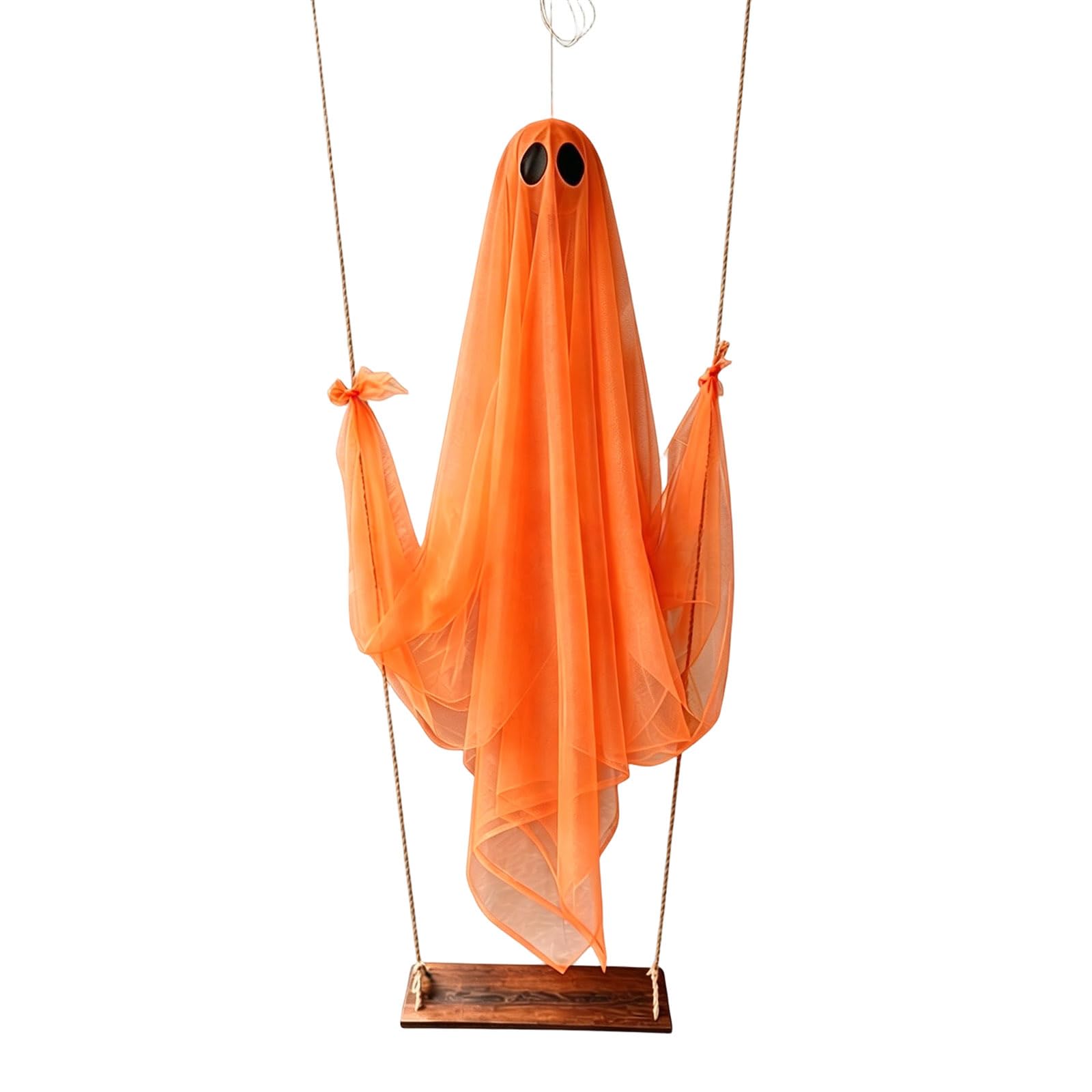 carotoe Gauze Specter on Wooden Swing Suitable for Seasonal and Themed Party Decoration Hanging Ornament Drifting Manifestation Deck
