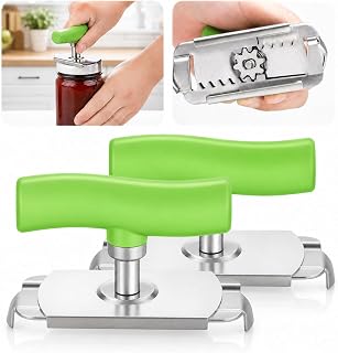 2 Stück Einstellbarer Dosenöffner aus Edelstahl für Senioren und Haushalt | Glasöffner Schraubdeckelöffner, Multifunktionaler Flaschenöffner, Ergonomischer Küchenhelfer