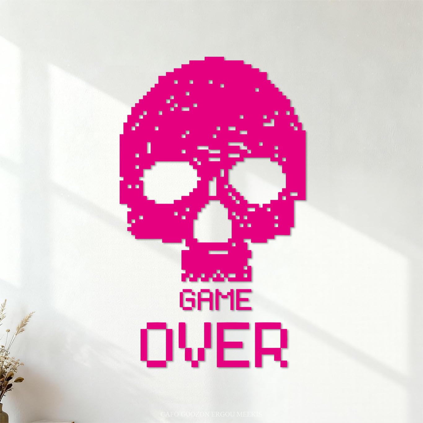Wall Stickers Game Skull Pixel Video Games Playroom 45x75.3cm Art Decoration Rosered