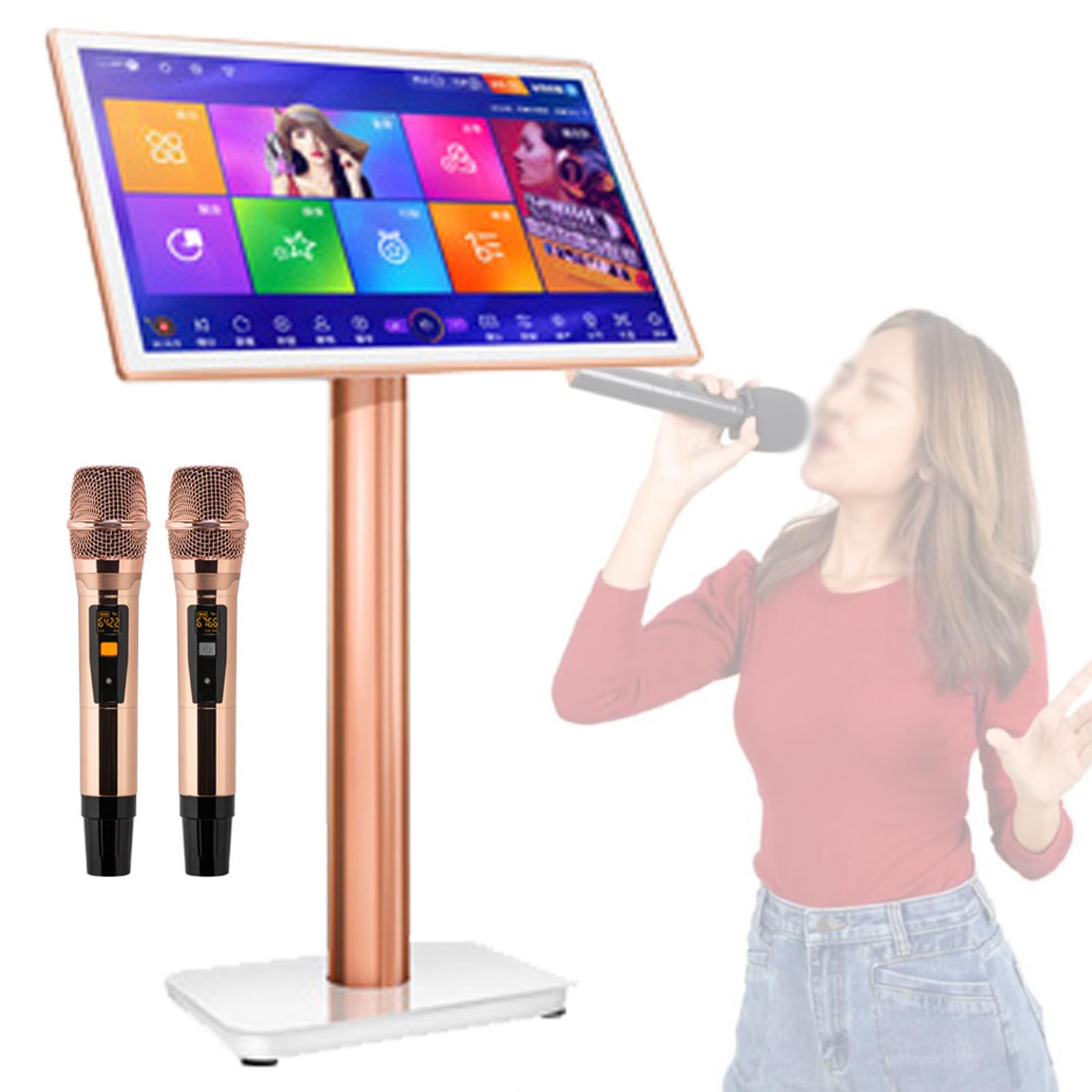 Sistema Karaoke Touch Screen da 19,5/22 Pollici con Microfono Wireless, Lettore Karaoke KTV per Feste in Casa, 1 TB