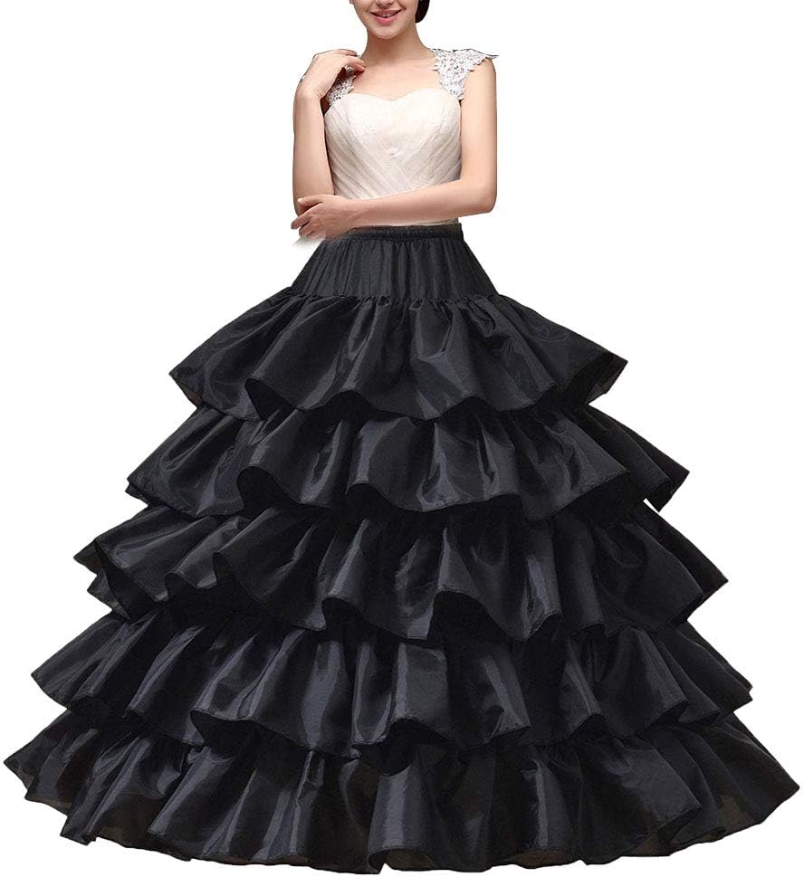 Women's Crinoline Petticoat 4 Hoop Skirt 5 Ruffles Layers Ball Gown Half Slips Underskirt for Wedding Bridal Dress