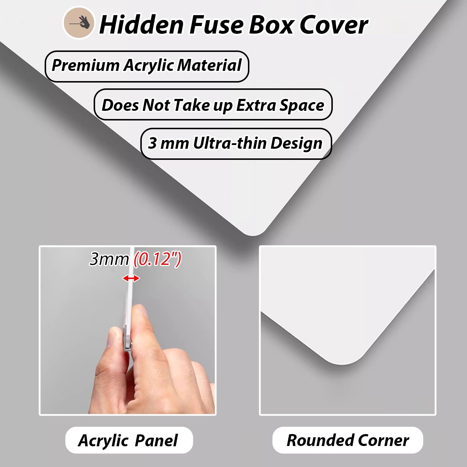 Vibeo Copri Quadro Elettrico Coperchio per Quadro Elettrico Extra Sottile Autoadesivo, Armadietto Scorrevole per Fusibili, Placca Decorativa per Scatola Interruttori(White,28x20in/70x50cm)