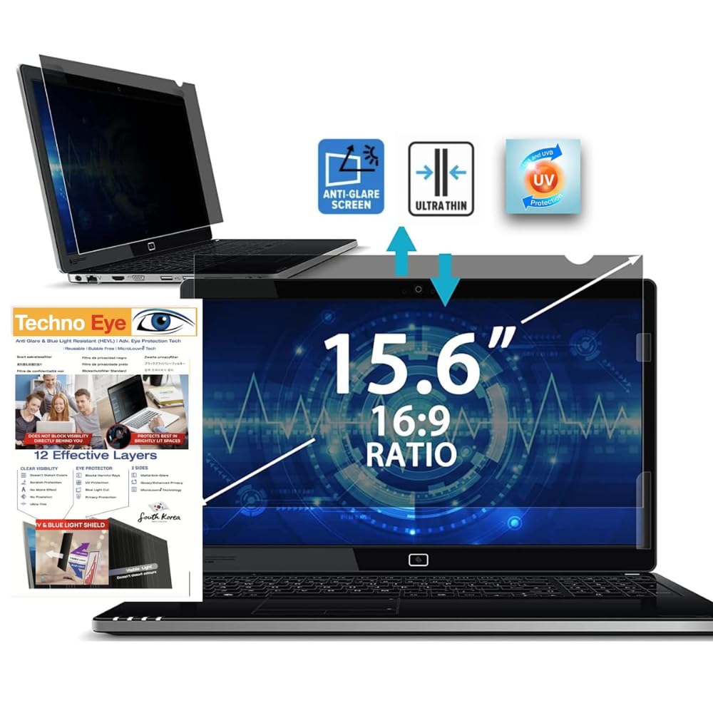 Techno Eye 15.6 Inch Laptop Privacy Filter | No Eye Strain | Anti Glare & Blue Light Uv/Ir, Anti Scratch, No Dry Eyes | Privacy PET Screen Protector (B0B15NSDNW) Amazon Price History, Amazon Price Tracker
