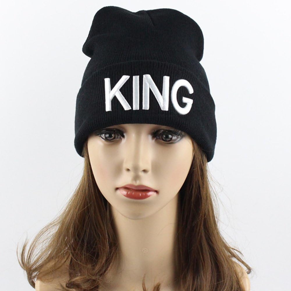 MIUNIKO 2PCS Fashion King and Queen Skullies Hood Winter Warm Caps Sport Beanie Hats Couples - Image 6