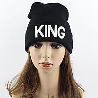 Vista 6 de MIUNIKO 2 gorros de invierno con capucha de calavera de rey y reina para parejas