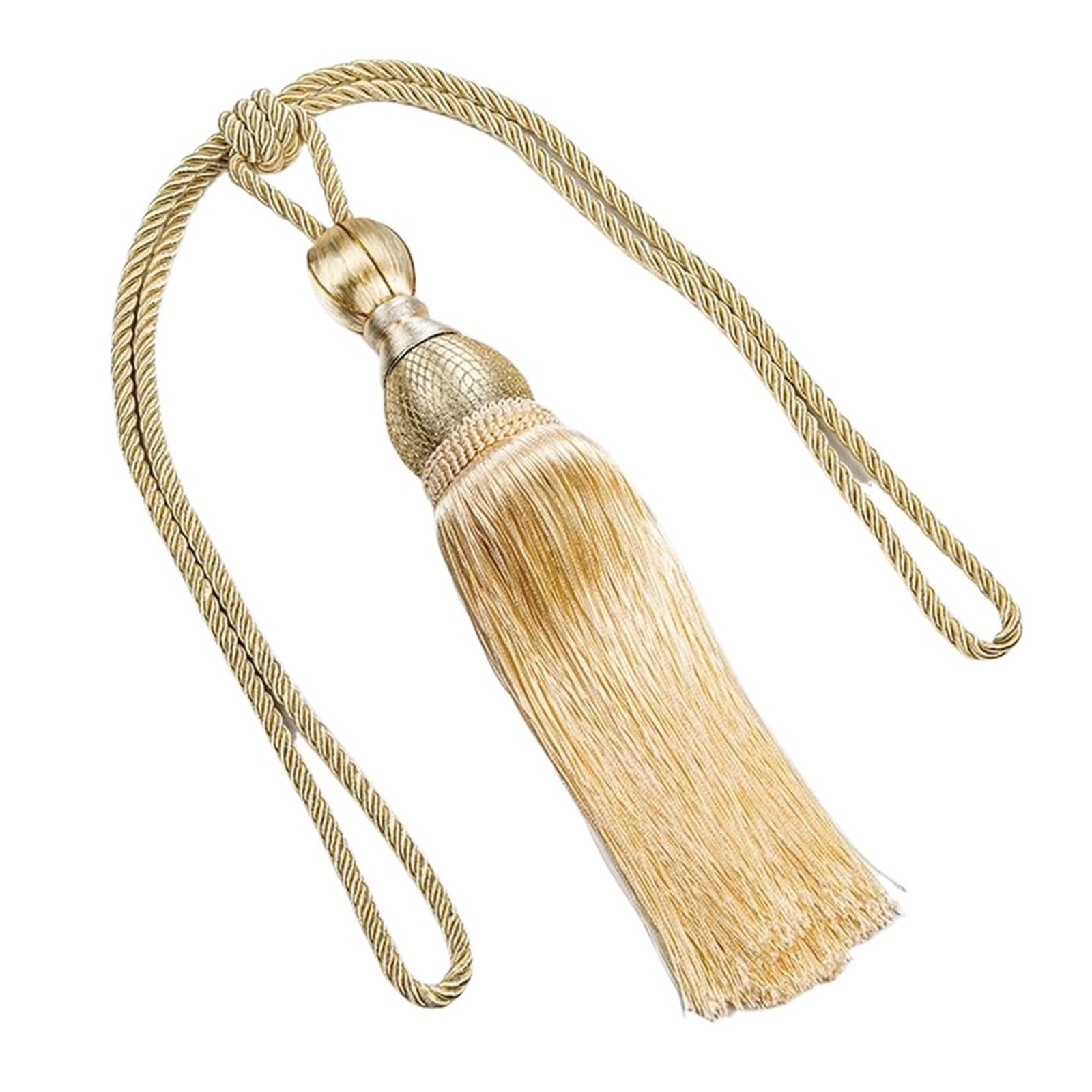 Rope tie backs for curtains Curtain Tassels Tieback Multicolor Tassel Ties Wire Hanging Ball Polyester Yarn for Home, Office & Hotel Windows(Yellow)