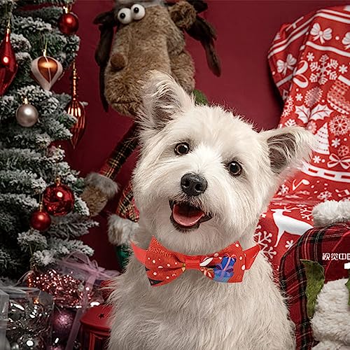 Bekecidi 6 Stück Weihnachts-Hundehalsband, Katzen- und Hunde-Fliege, Verstellbares Halsband Mit Schleife, Fellpflege-Accessoire, Weihnachtskostüm für Kleine Hunde, Katzen, Welpen
