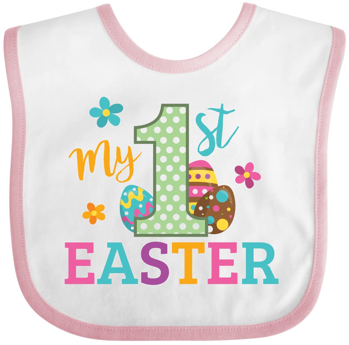 inktastic My 1st Easter Baby Bib White and Pink 28022