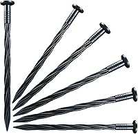 Vista 9 de 15 Pcs Artificial Stakes Nails, 6" Spiral Non-Rust Galvanized Metal Garden Landscape Edging Yard Stakes Timber Anchoring Spikes Ground Stakes Heavy