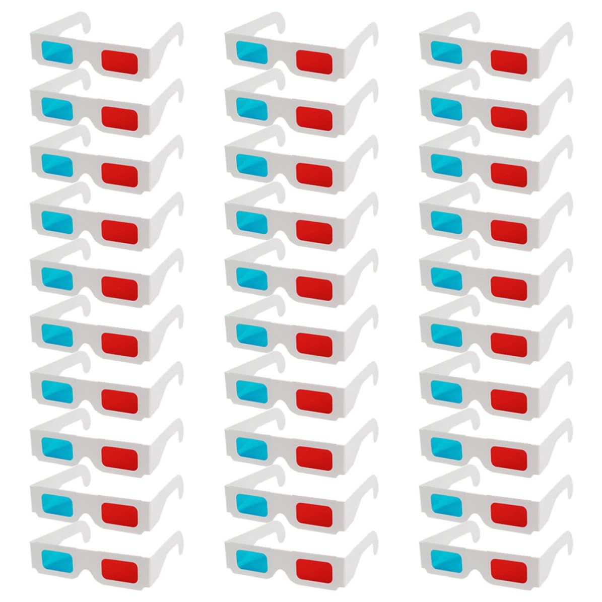 Occhiali 3d Monouso in Cartone Bianco, 30 Pezzi per Cinema | Lenti Anaglifiche Rosso Blu, Formato Leggero e Portatile, per Adulti e Ragazzo Ragazza