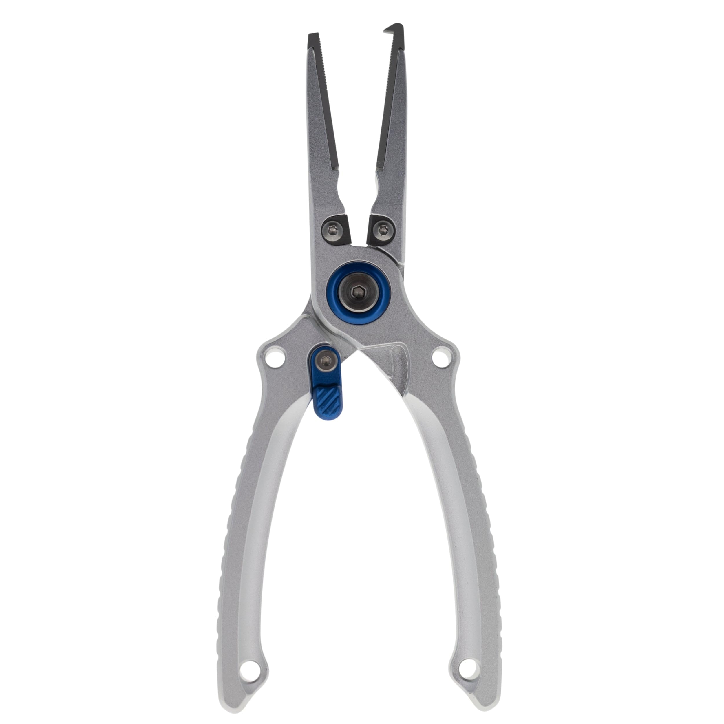 Reaction Tackle Pince de pêche en aluminium – Anneau fendu ou bec droit – Coupe-tresse, extracteur d'hameçon et coupe-ligne de pêche – Pince de pêche en eau salée avec gaine et cordon