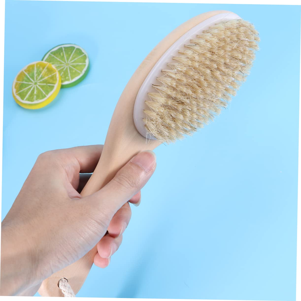 VICASKY Curved Handle Bristle Bath Brush Exfoliating Shower Brush for Dead Skin Removal and Friends and Family