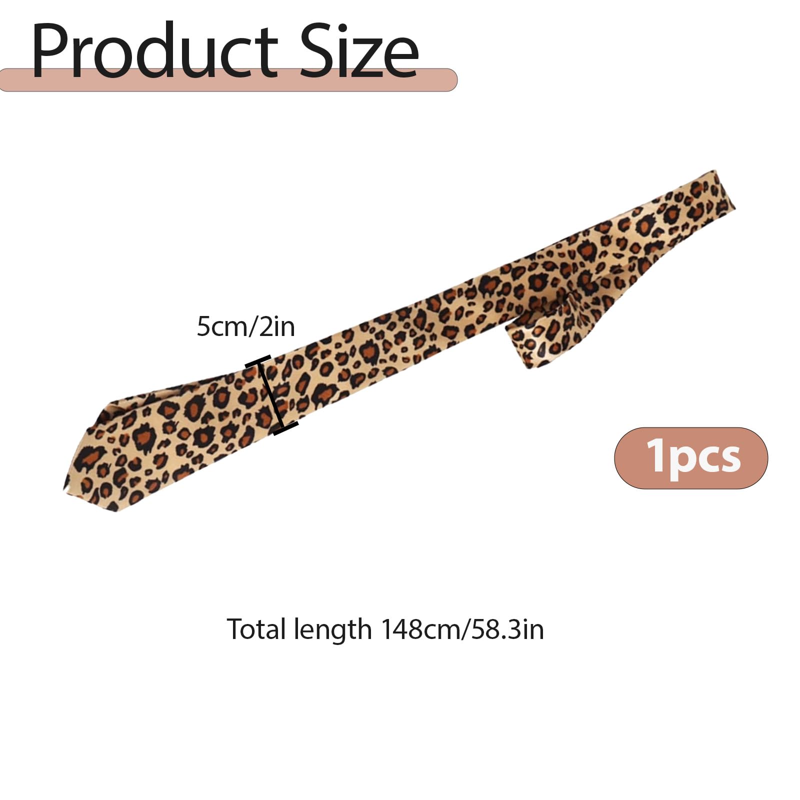 Cuixia Leopard Print Tie for Men Skinny Scarf Mens Tie, Unique Animal Print Ties - Image 2