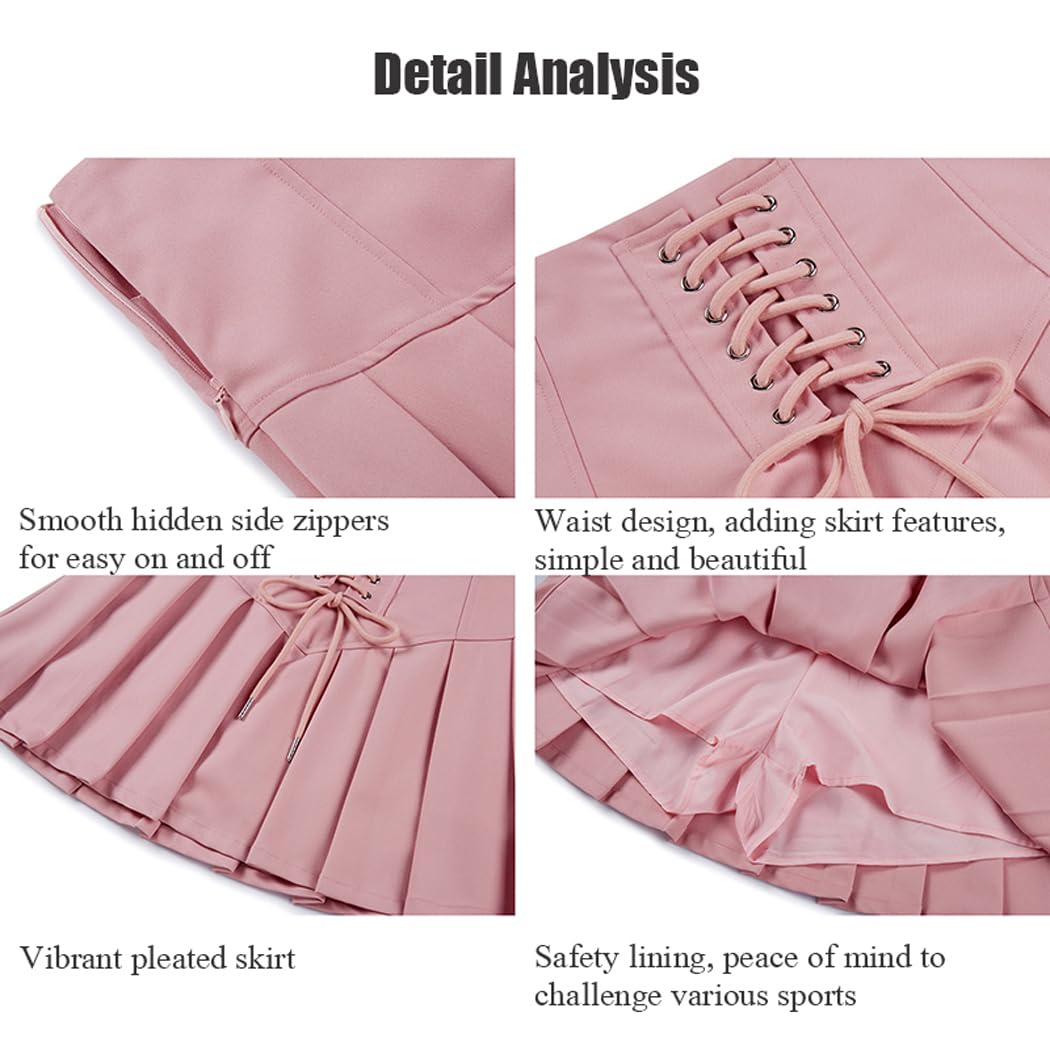 LANGWEI Faldas De Tenis Plisadas para Mujer Faldas Pantalón De Golf De Talle Alto con Pantalones Cortos con Forro