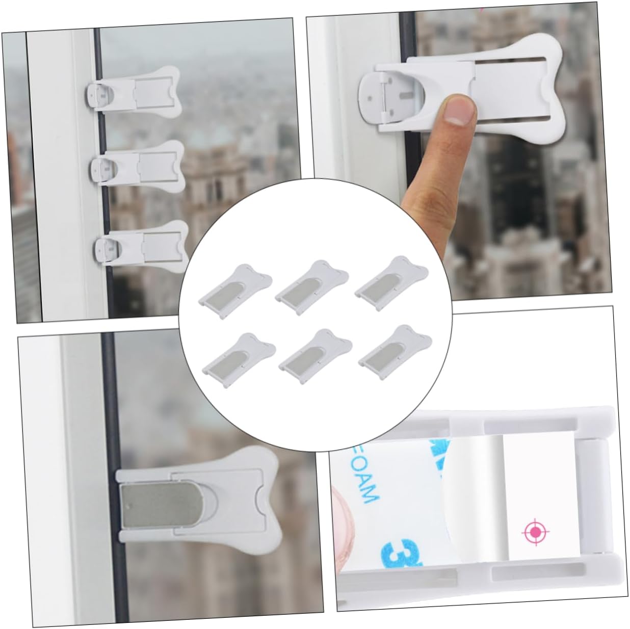 BESPORTBLE 3sets 6pcs Childproof Sliding Door Lock Babyproof Window Safety Lock for Safety Durable Material Keyless Design Easy Installation Suitable for Surfaces 6pcs*3