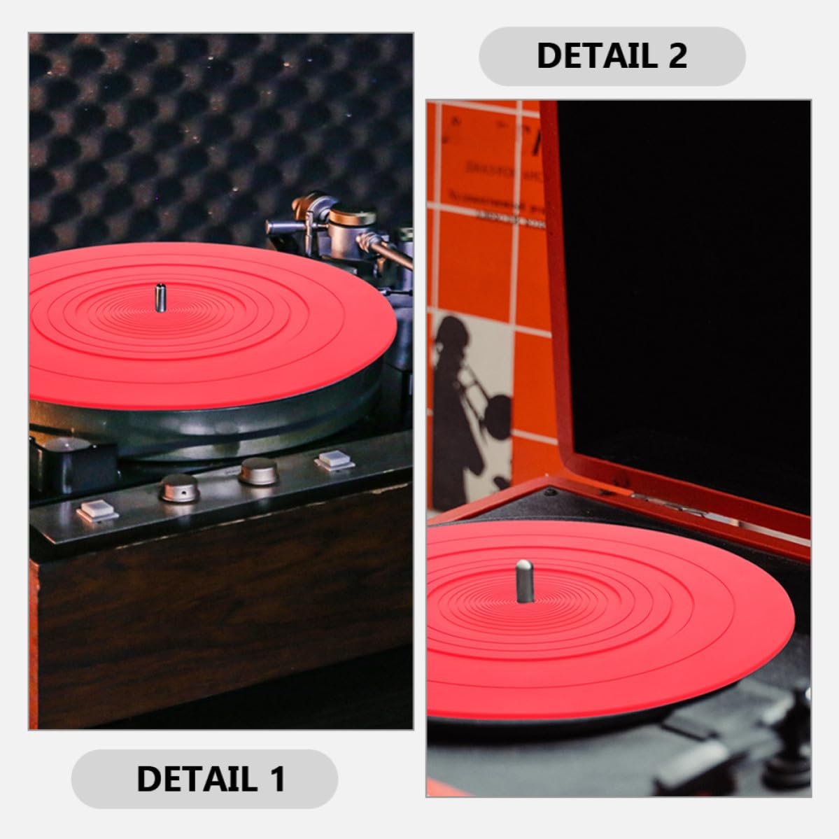 Didiseaon Tappetino 2 per Rosso in Silicone Antistatico Protezione Delicata per Dischi in Vinile, per Dj e Appassionati di