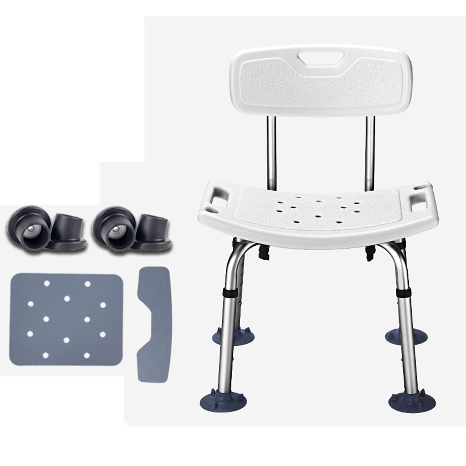 Chaise de douche antidérapante à hauteur réglable avec bras amovibles pour transfert sécurisé