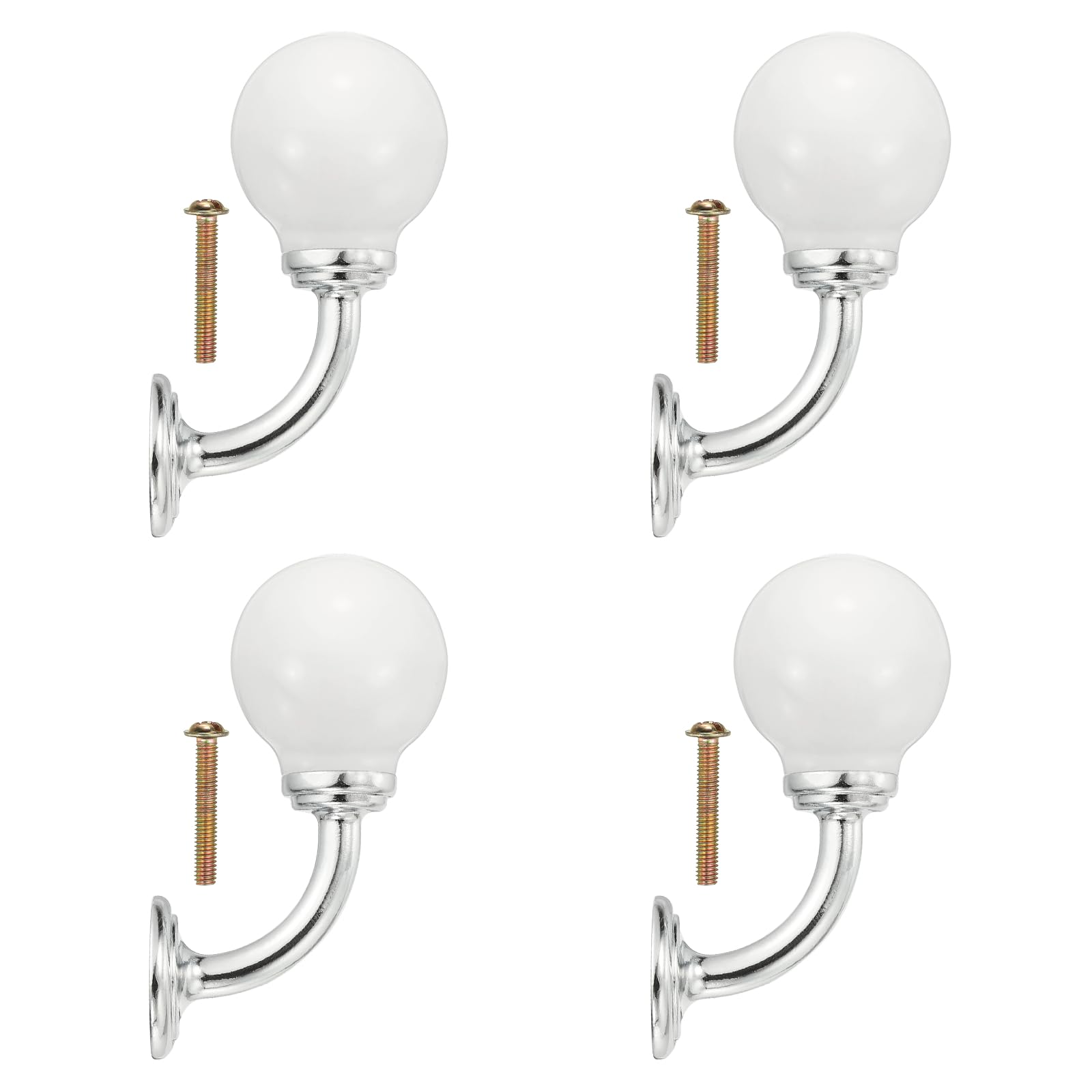 Crochets muraux en céramique blanche au design raffiné pour poignées de placard lot de 4
