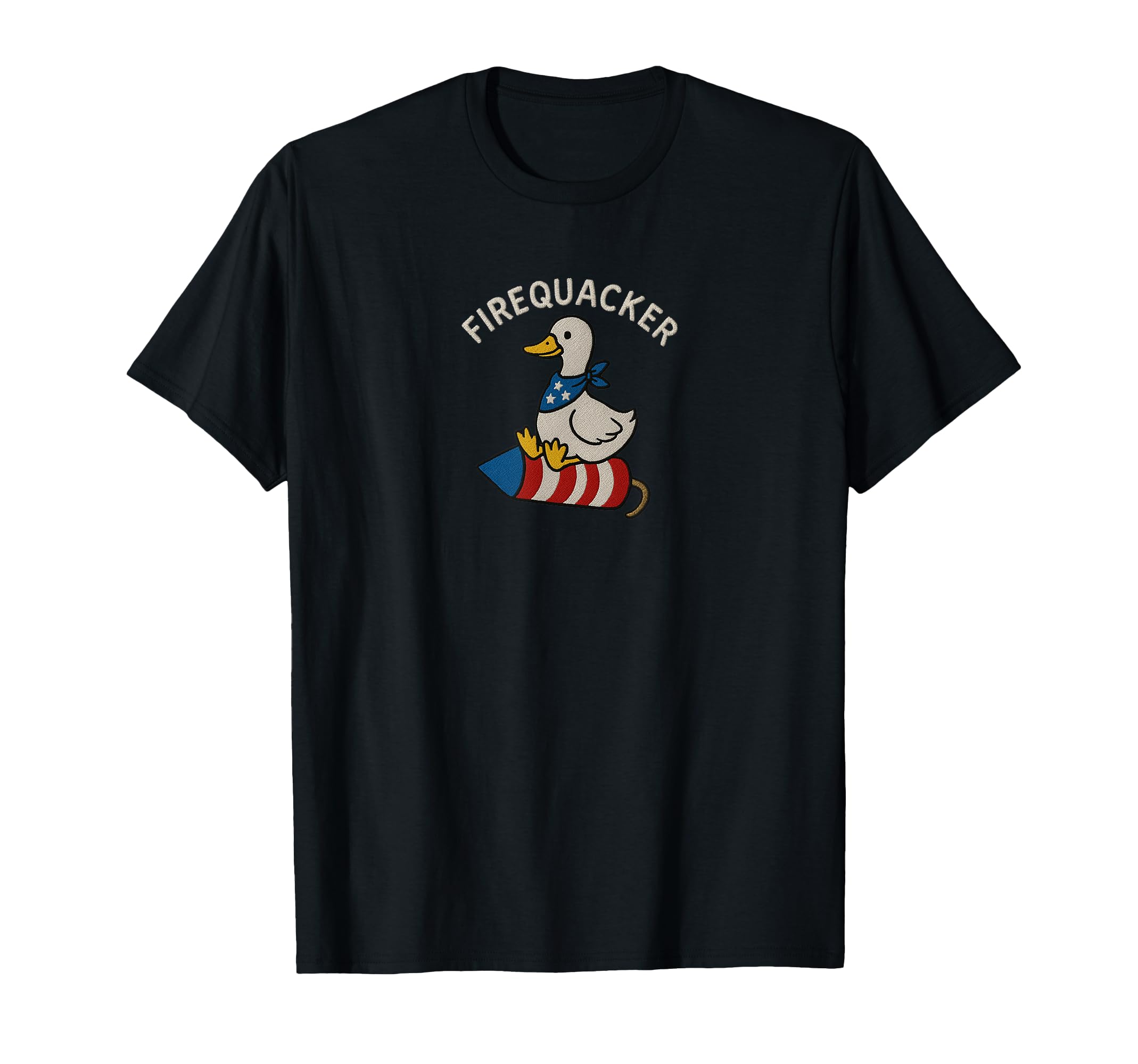 Firequacker Embroidered Silly Goose 4th of July T-Shirt