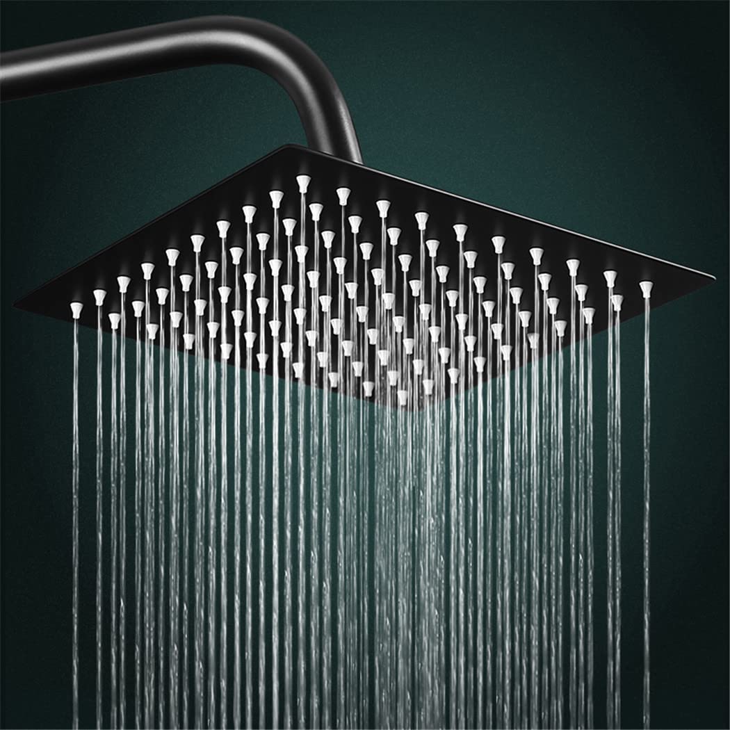 Pommeau de douche carré ultra plat noir pour créer une ambiance spa relaxante chez soi