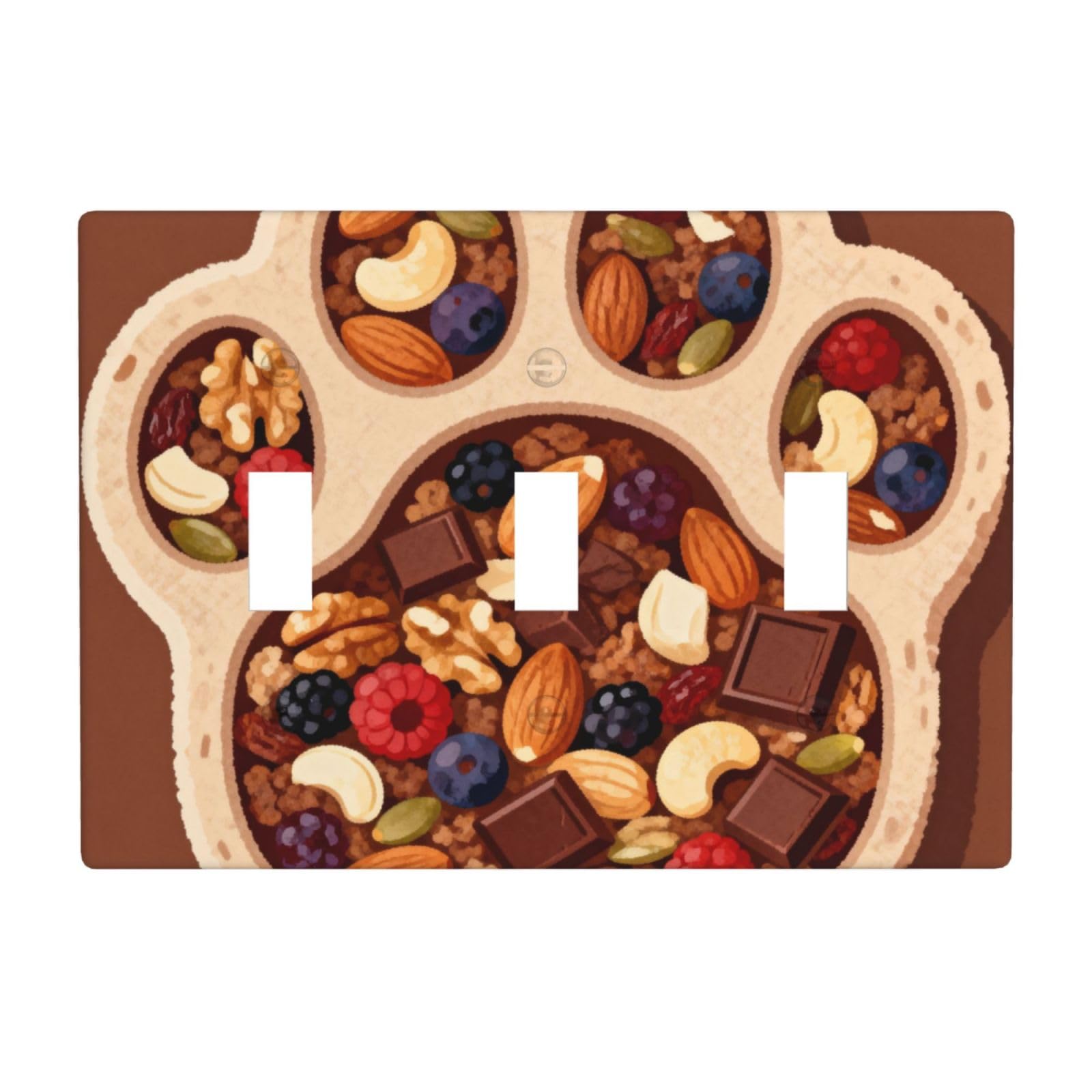 Cute Bear paw 3 Gang Switch Plate Cover-Unbreakable Polycarbonate Wall Plate, Heat Resistant Toggle Switch Decor for Home