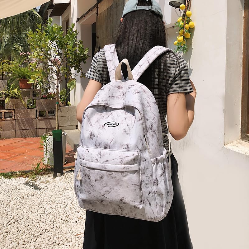 Trendy Nylon Backpack for Women Street Style Letter Print Large Capacity Casual Daypack with Curved Shoulder Straps(Blue)3