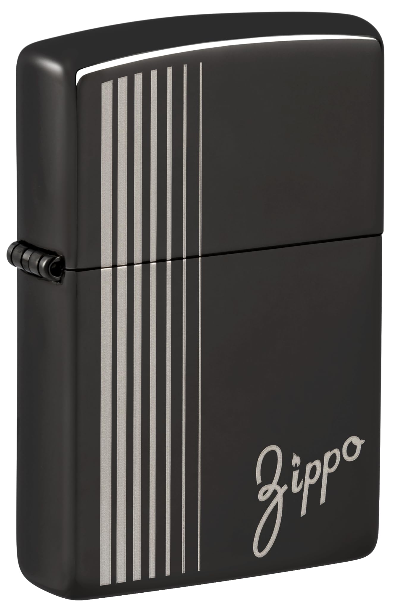 Zippo Vintage Storm Lighter, Laser Engraving, Refilling, Windproof Design, Made in USA, Black with Optimal Gloss