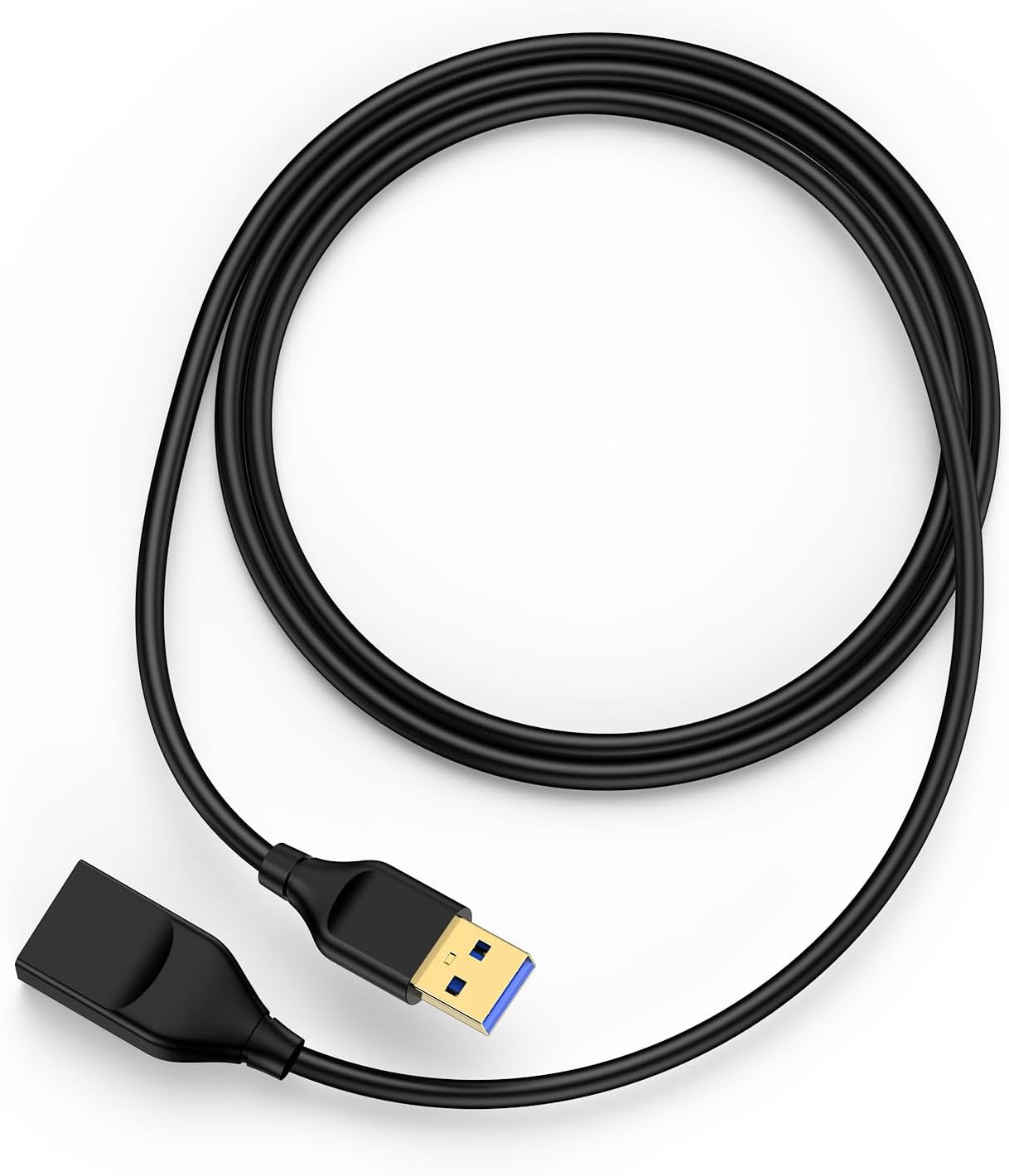 USB Extension Cable 6FT USB Male to Female Extender Cord for Keyboard/Mouse/Flash Drive/Printer/Camera/Webcam/Hard Drive/USB Hub/Headset,High Data Transfer USB3.0 Extension Cord - Black