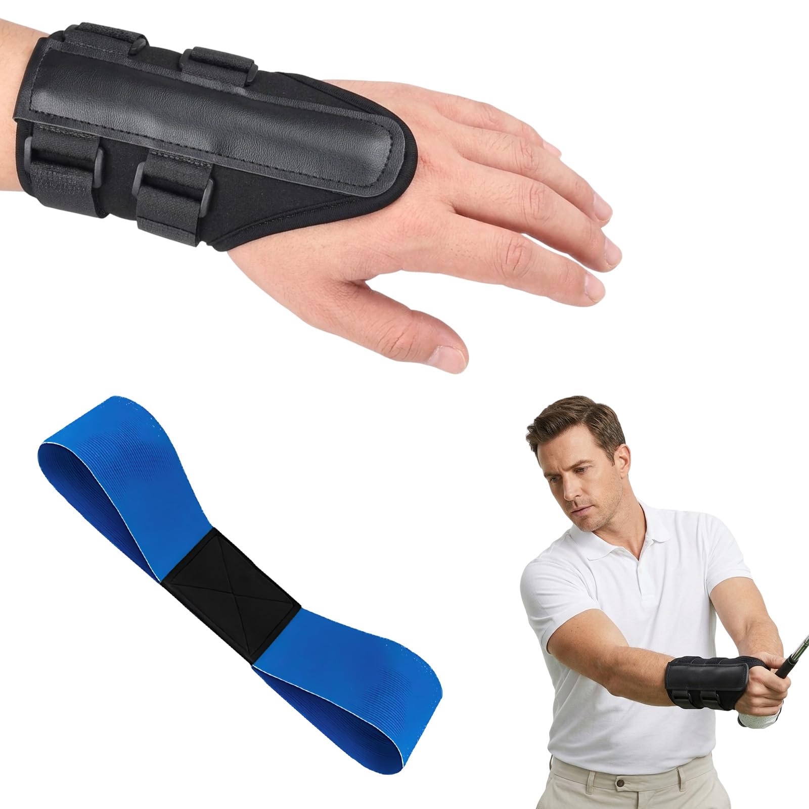 ZeBQrphio 2 Pack Golf Training Aids Wrist Trainer, Golf Swing Trainer with Adjustable Support for Swing Correction Practice, Golf Wrist Training Aid for Beginners Seniors