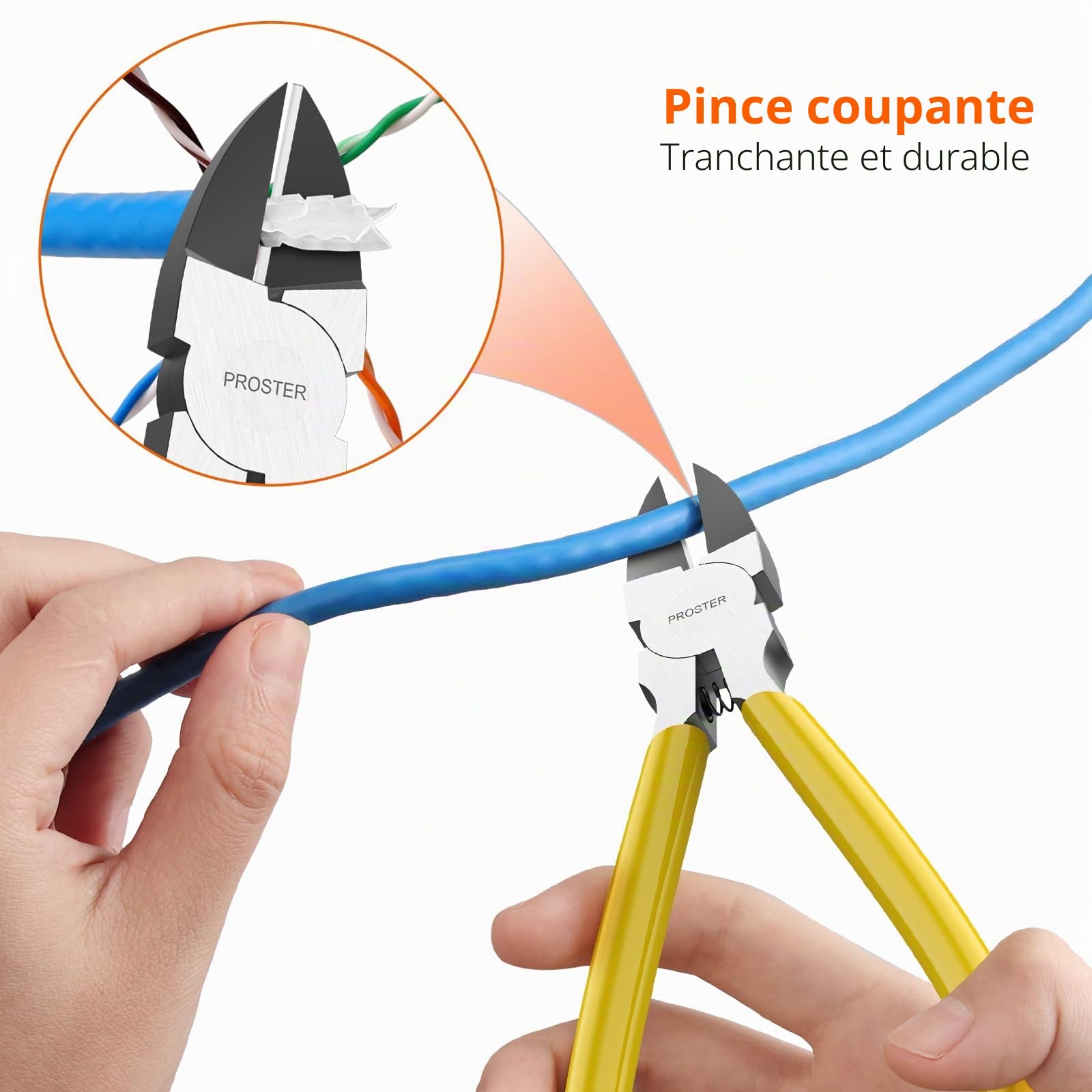 Proster Pince À Sertir RJ45 RJ11 Traversante Cat6 avec Testeur Câble Ethernet – Kit Pince Réseau Professionnel, Outil de Sertissage RJ45 Pass Through pour Installation Réseau et Téléphonique | Kit Pince Réseau Professionnel avec 50 Connecteur CAT6, pour I
