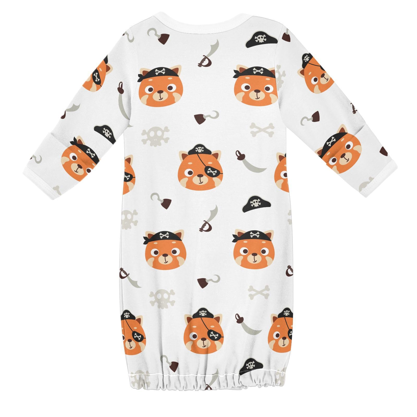 WIFIU Cute Little Pirate Red Panda Baby Girls Boys Sleeper Gown Cotton Nightgown Long Sleeve, Baby Nightdress Sleeping Clothes for Newborn 3-6 Months