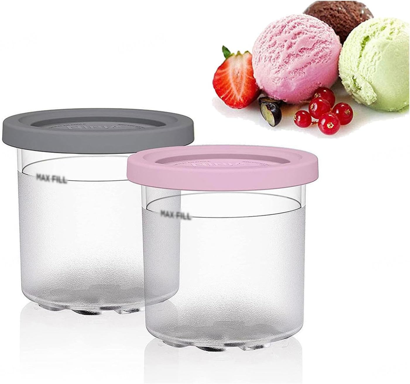 246 pintas y tapas de crema, para Ninja Creami Deluxe, recipientes de helado de 16 onzas de pinta, reutilizables, a prueba de hojas, compatibles con