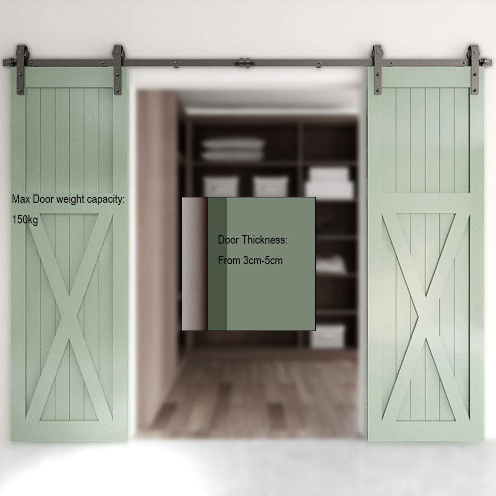 Wolfbird 244 cm / 8 ft Sliding Door Fitting Sliding Door System Sliding Rail Wooden Sliding Door Fitting Set for Double Doors - Image 4