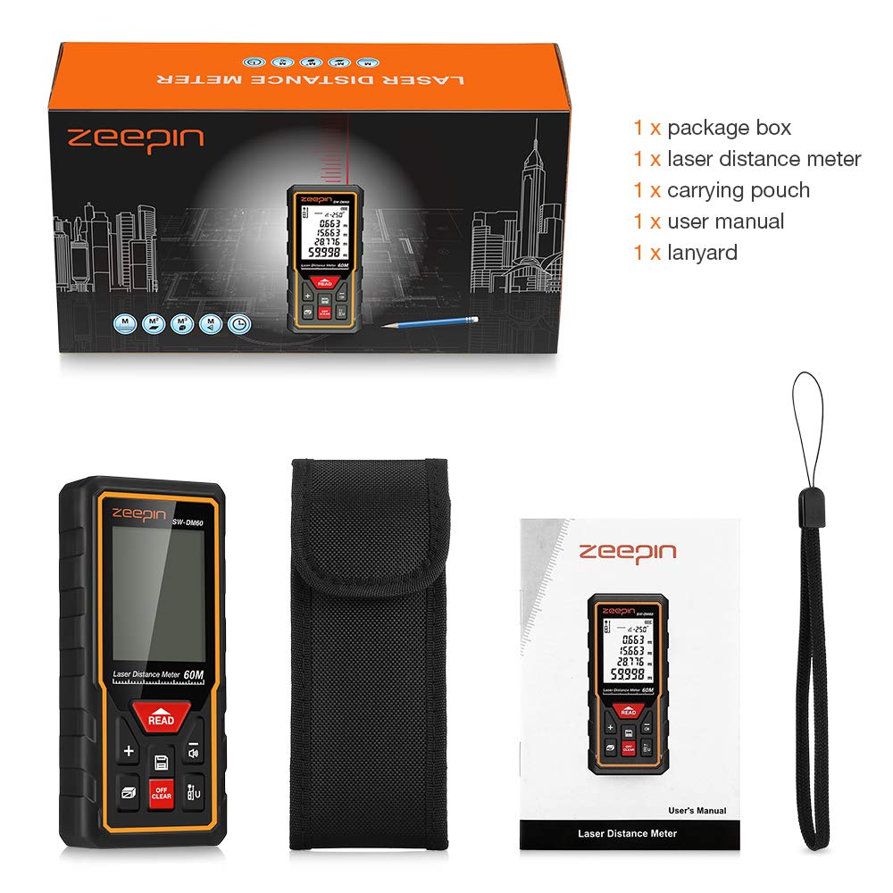 SW-DM60 Medidor de distancia láser digital de mano para interiores/exteriores 60M(S 60M)