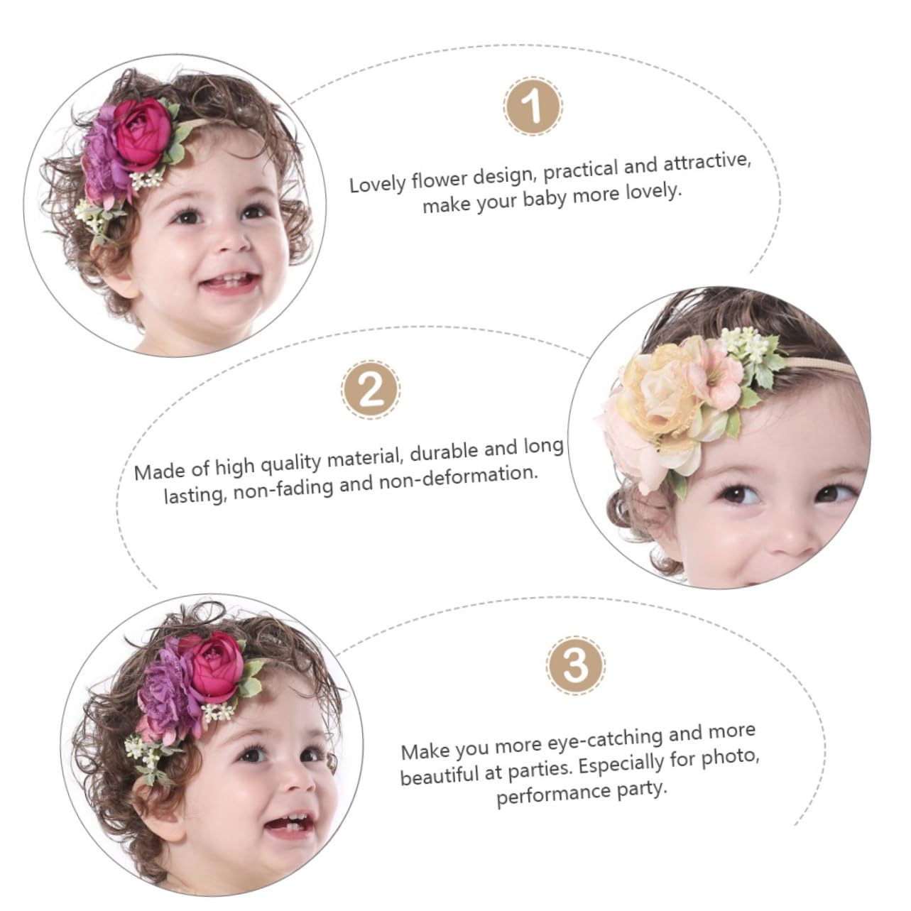 minkissy 12stücke Teiliges Bunte Mädchen-haarbänder Mit Dekorativen Kunstblumen Elastische Haaraccessoires Für Kleinkinder Für Fotografie Partys Und Besondere Anlässe