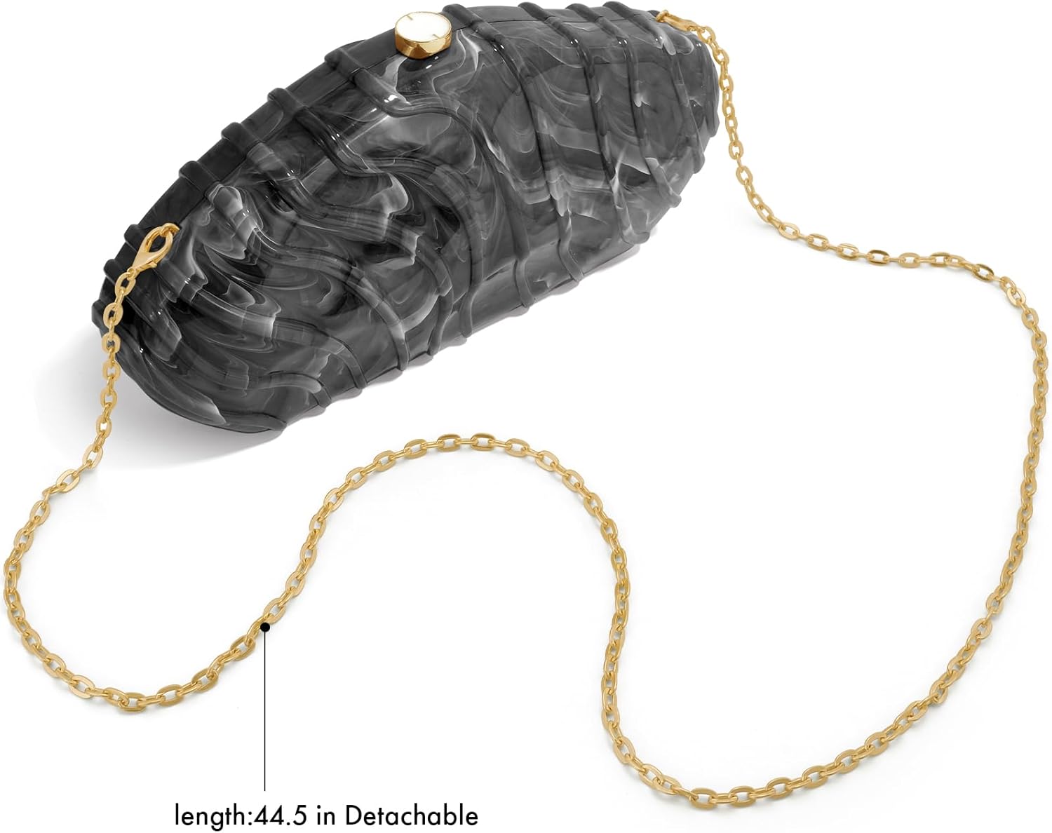 Acrylic Clutch Purse for Women Evening Bag, Irregular Shell Acrylic Purse Box Clutch with Chain for Party Wedding Prom - Image 5