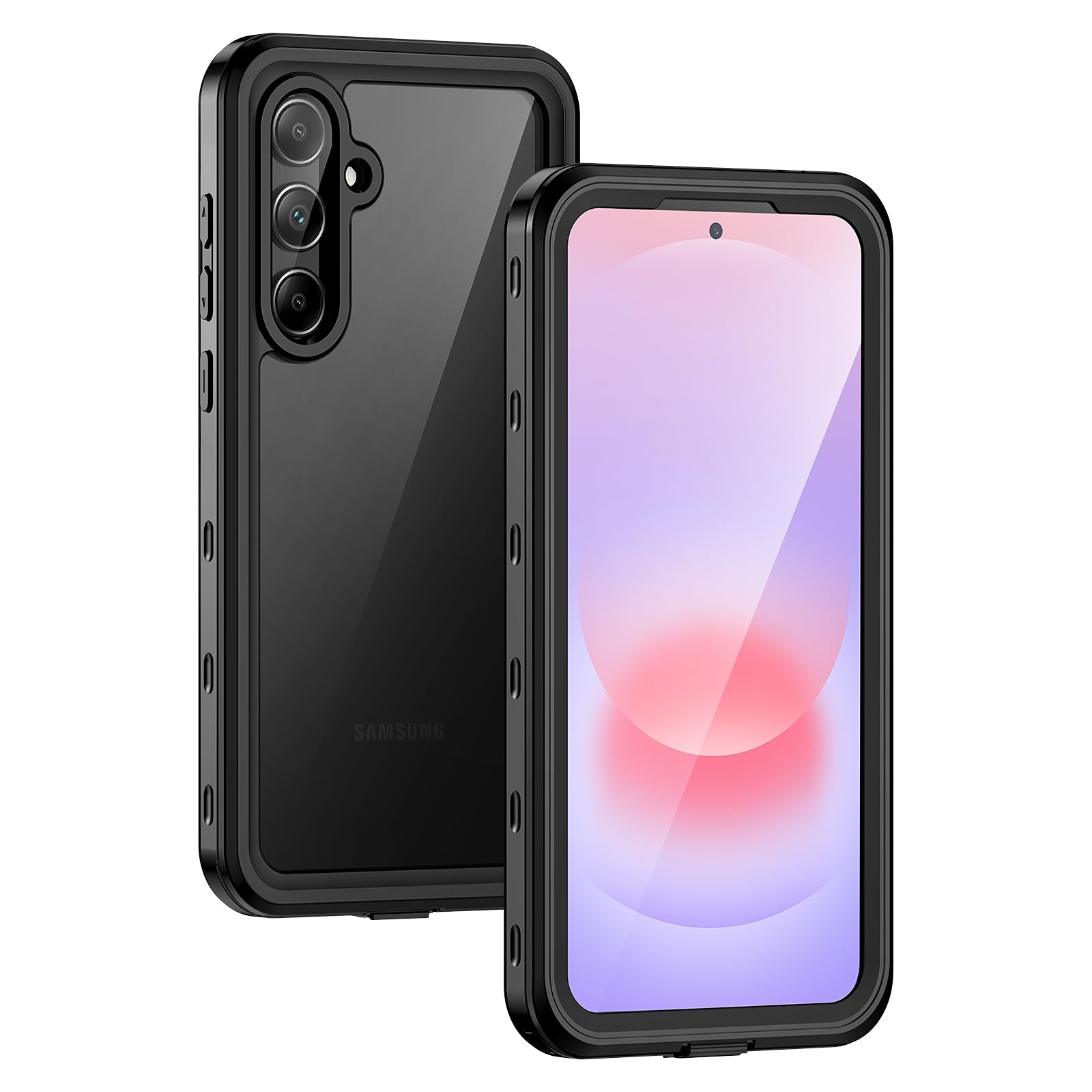 Lanhiem für Samsung Galaxy A37 5G Hülle, IP68 Wasserdicht Handyhülle Samsung A37 5G 360 Grad Stoßfest Staubdicht Outdoor Panzerhülle mit Eingebautem Displayschutz, Schwarz