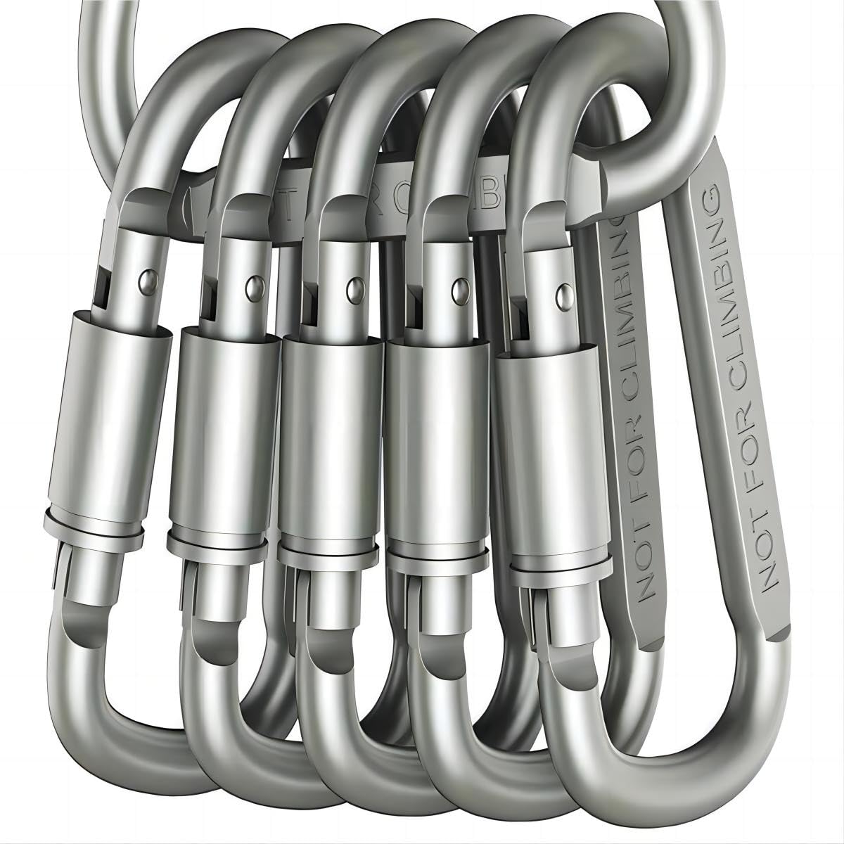 5 PCS Keychain Clips with Screw Gate, Leash Clips for Dog Poop Bags Holder Aluminum Alloy Fast Hanging Buckle 5.5mm Diameter Outdoor Carabiners not for Climing 2.2 Inch