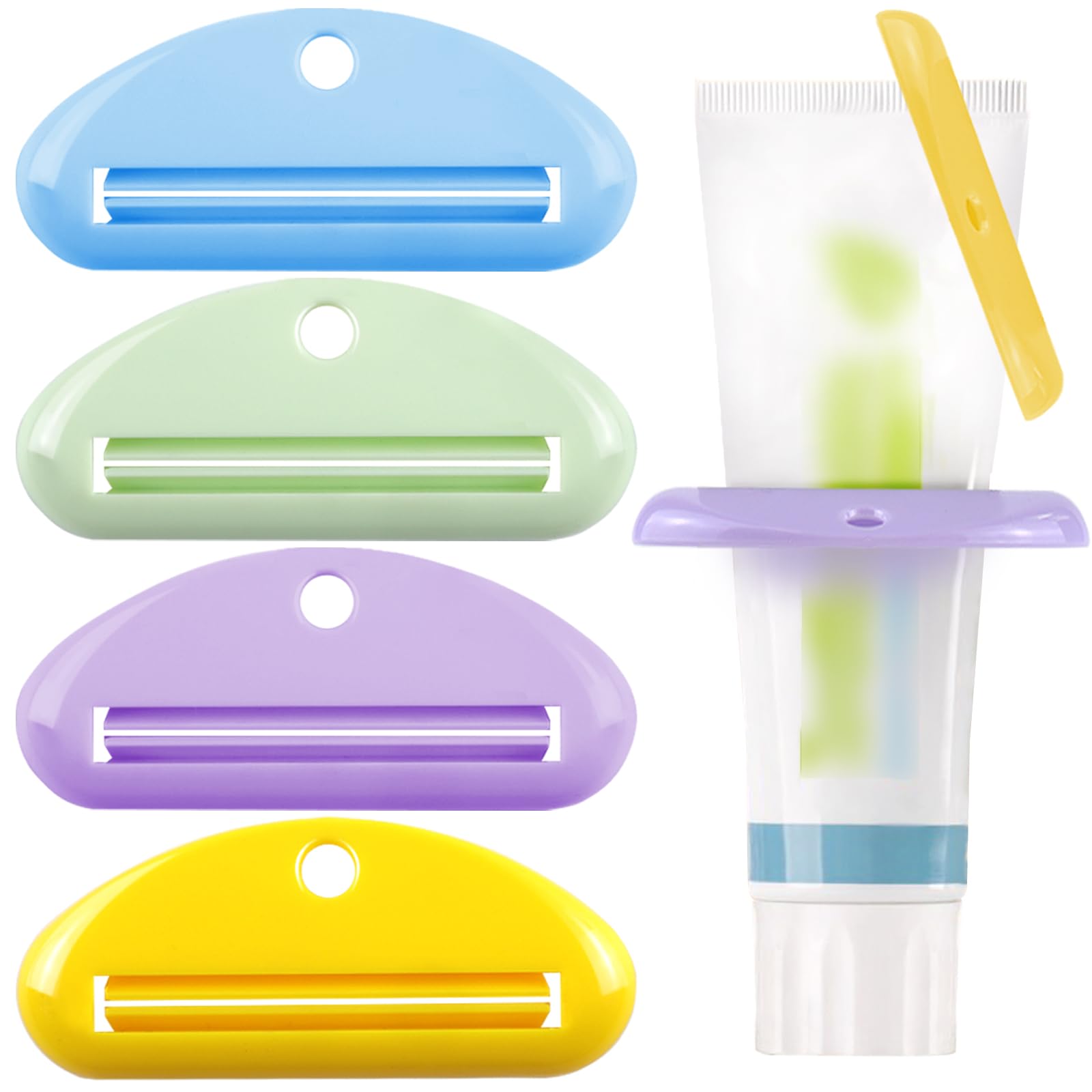 4pcs toothpaste squeezerplastic toothpaste tube squeezer toothpaste dispenser hanging toothpaste clip toothpaste holder for bathroomsuitable for toothpaste cream cosmetics and paintcolorful