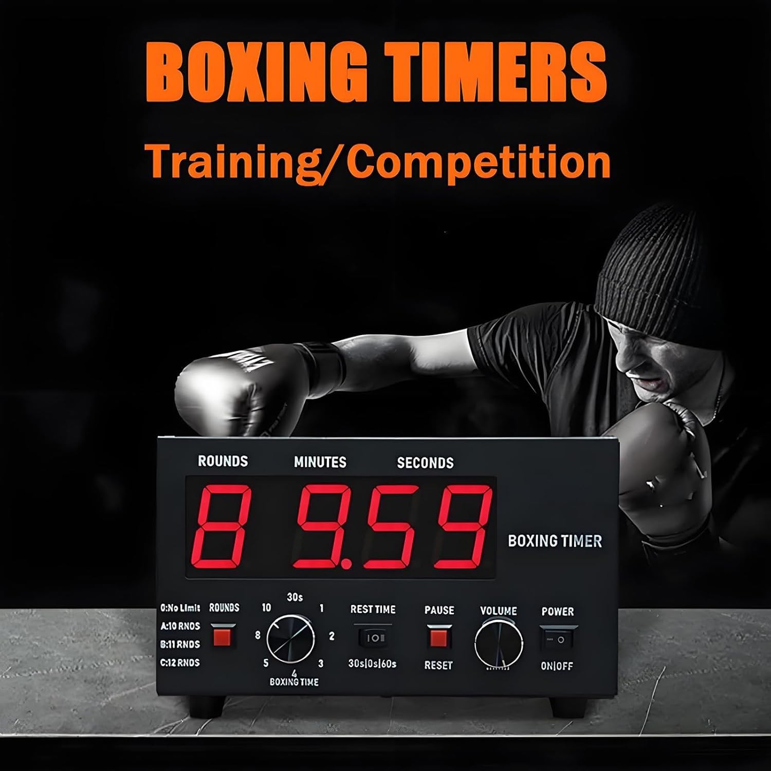 Timer professionale da ginnastica, intervallo di boxe con suono regolabile e cronometro, per Muay Thai, kickboxing, attrezzatura da allenamento