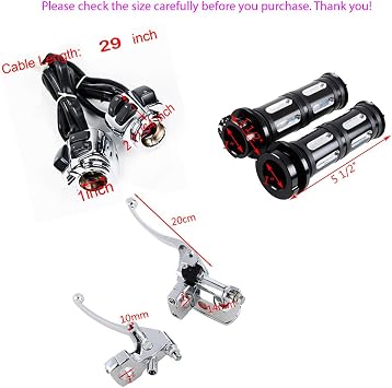 Compatible with 1996-2012 Harley Touring Chrome Kit 1 Handlebar Switch Control + Brake Master Cylinder Clutch Lever + Hand Grips