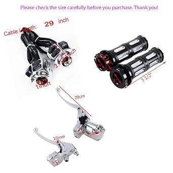 AMOPA Horn Turn Signal Head Light Switch with Harness Hydraulic Brake Master Cylinder Clutch Levers and Hand Grips Compatible with 1996-2012 Harley 1 Handlebar Softail Dyna Sportster V-Rod (Chrome)