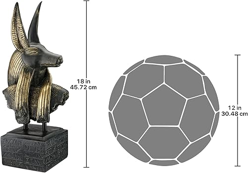 Miniatura 4 de Design Toscano AH262223 Anubis Dios del Antiguo Egipto - Estatua de busto, 18 pulgadas, poliresina, negro y dorado