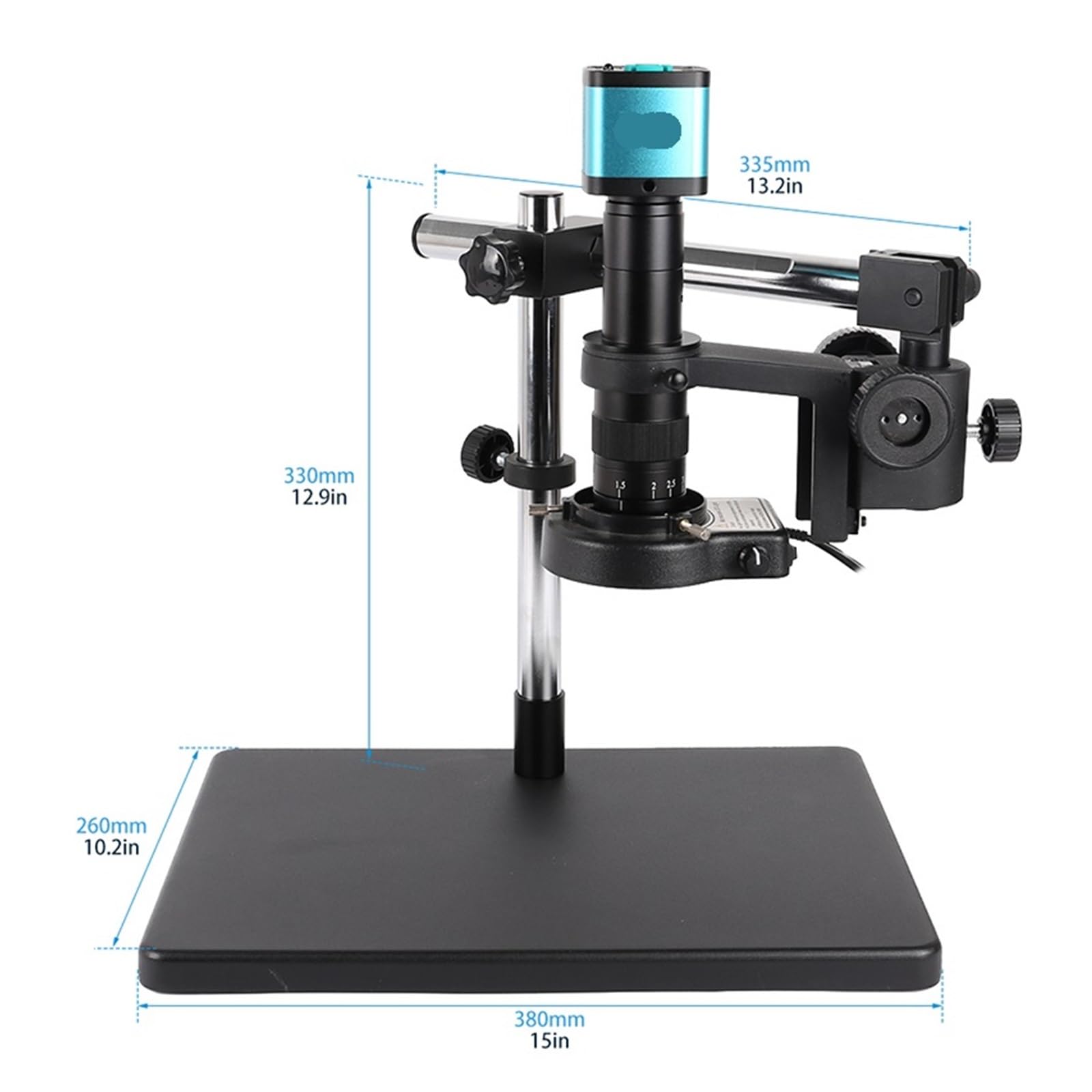 4K 48MP USB HDM/I Digital Video Electronic Microscope Camera 130X 150X 180X Zoom C Mount Lens LED Light Lab Phone Repair Tools(180X Lens LargeBase1)