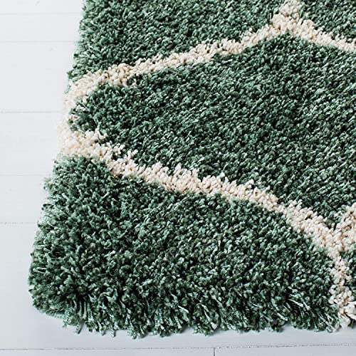 Image of Handwoven Microfibre 3D Rug for Living Room (Light Green & Ivory Moroccan, 6 X 6 Feet (Square), Microfibre)