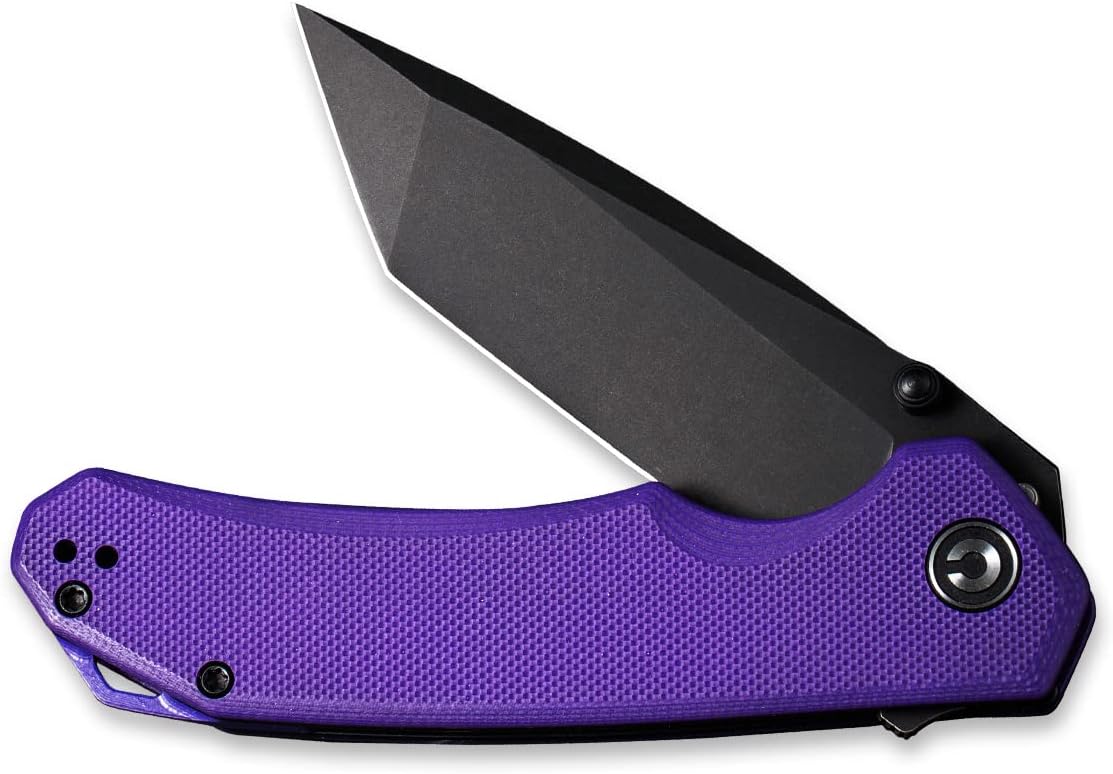 CIVIVI Brazen Folding Pocket Knife,3.5-Inch Tanto D2 Plain Blade,G-10 Outdoor Camping Hiking Knife with Thumb Studs and Flipper Opener,Unique Tool Gift for EDC Men Women C2023D