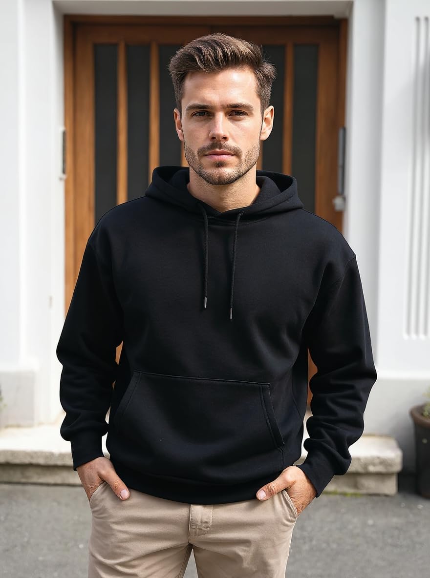 Men's Fleece Hoodie Pullover Long Sleeve Hooded Sweatshirt Drawstring Kangaroo Pocket Athletic Hoodies - Image 2