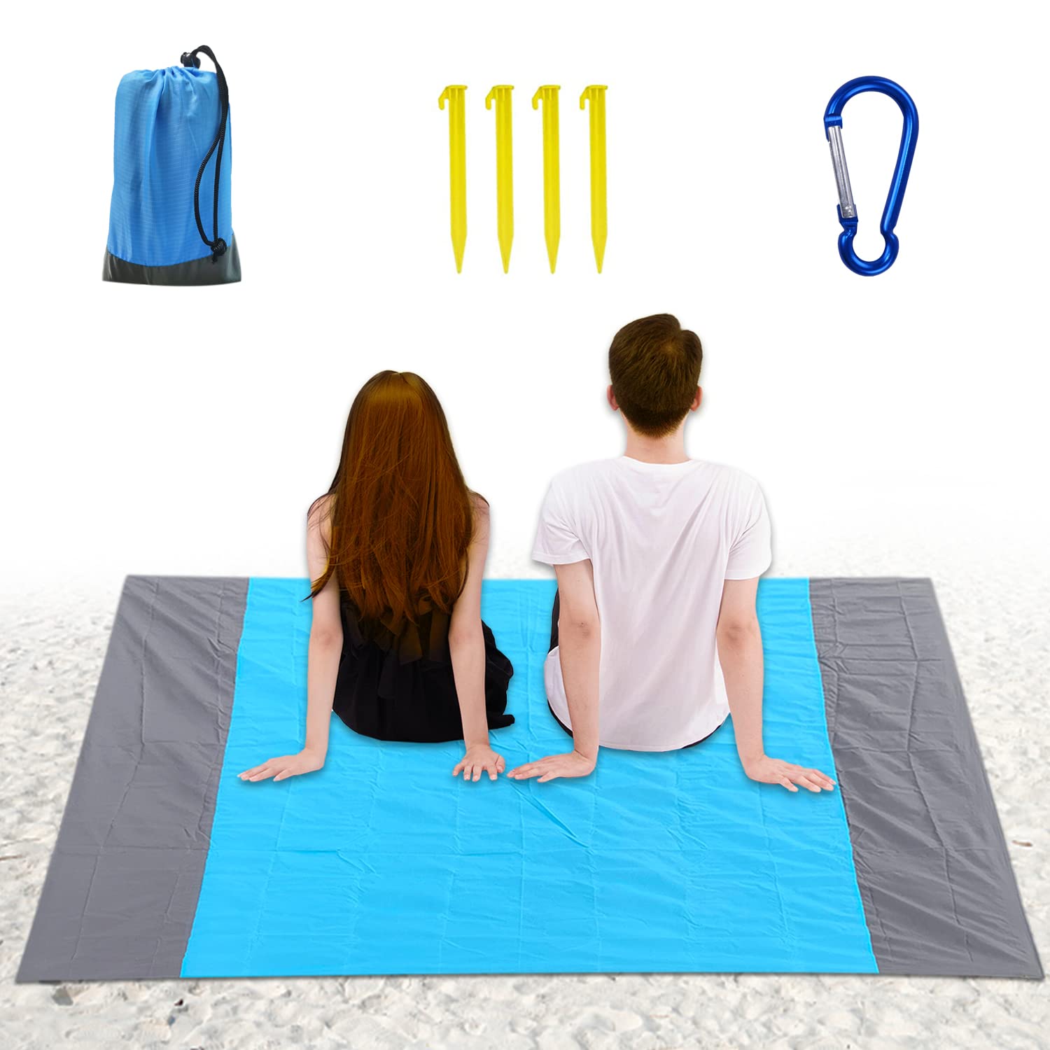 Coperta Picnic Impermeabile 200x200 Cm | Telo Spiaggia Antisabbia | Con Picchetti E Tasche - Foto 9